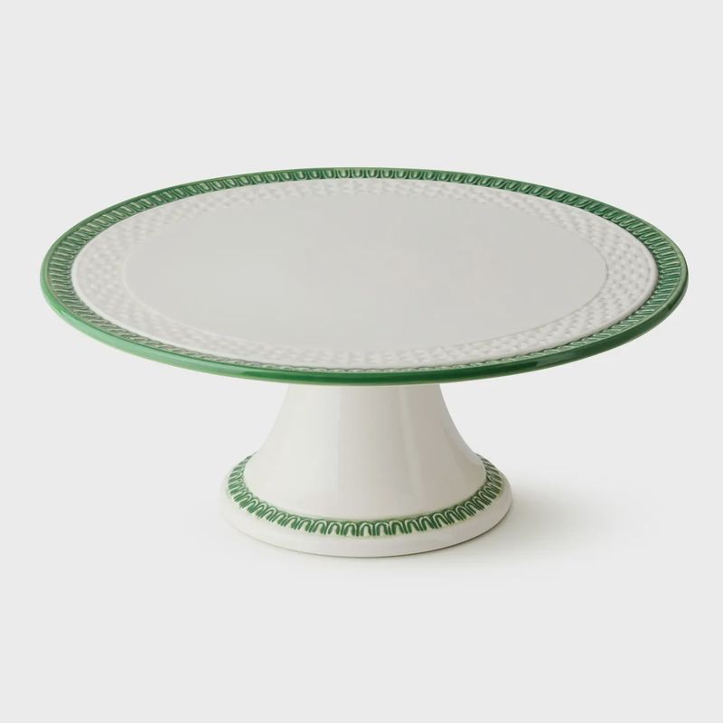 Embossed Rattan Footed Cake Plate – 12.25" x 5"