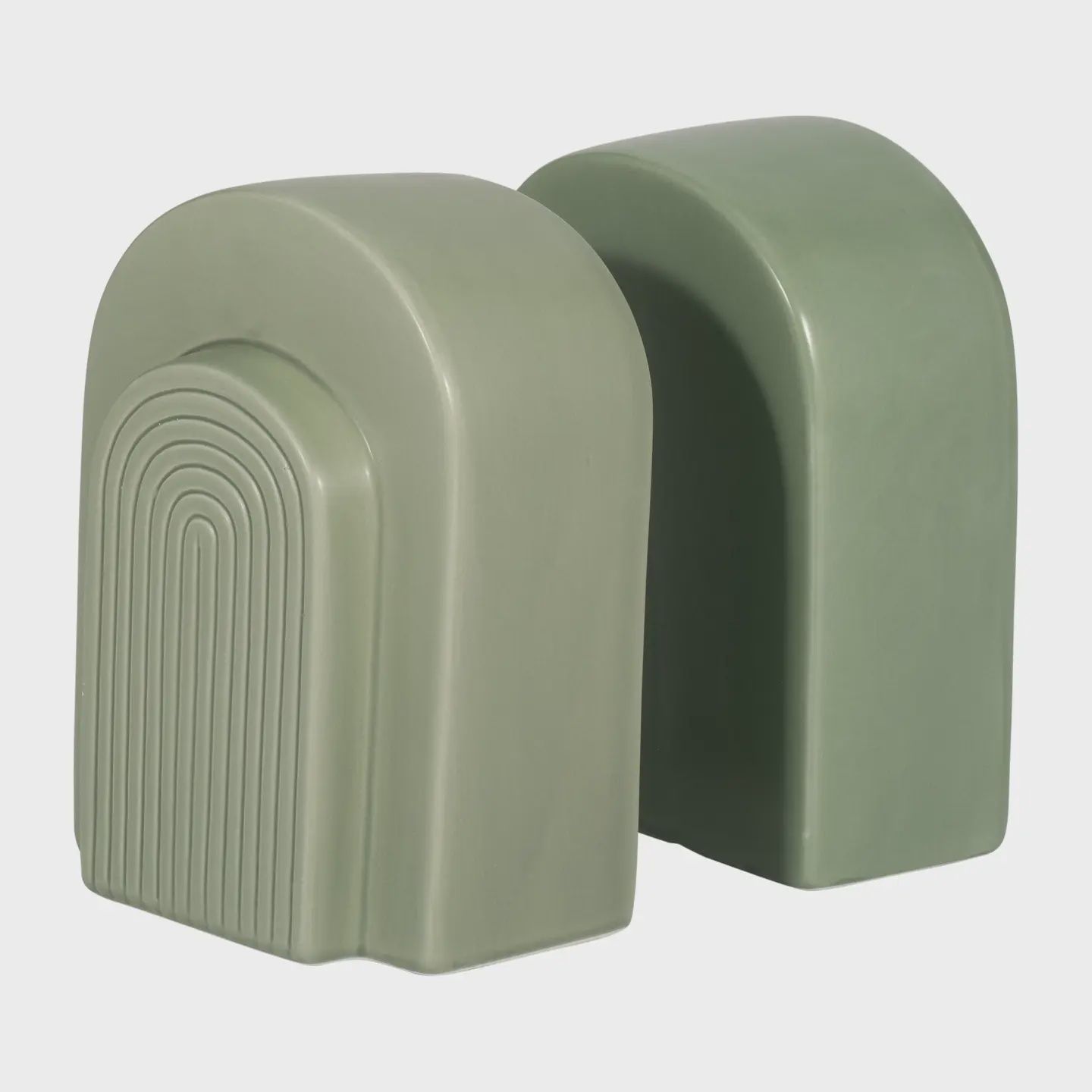 Green Ceramic Arch Bookends (Set of 2)