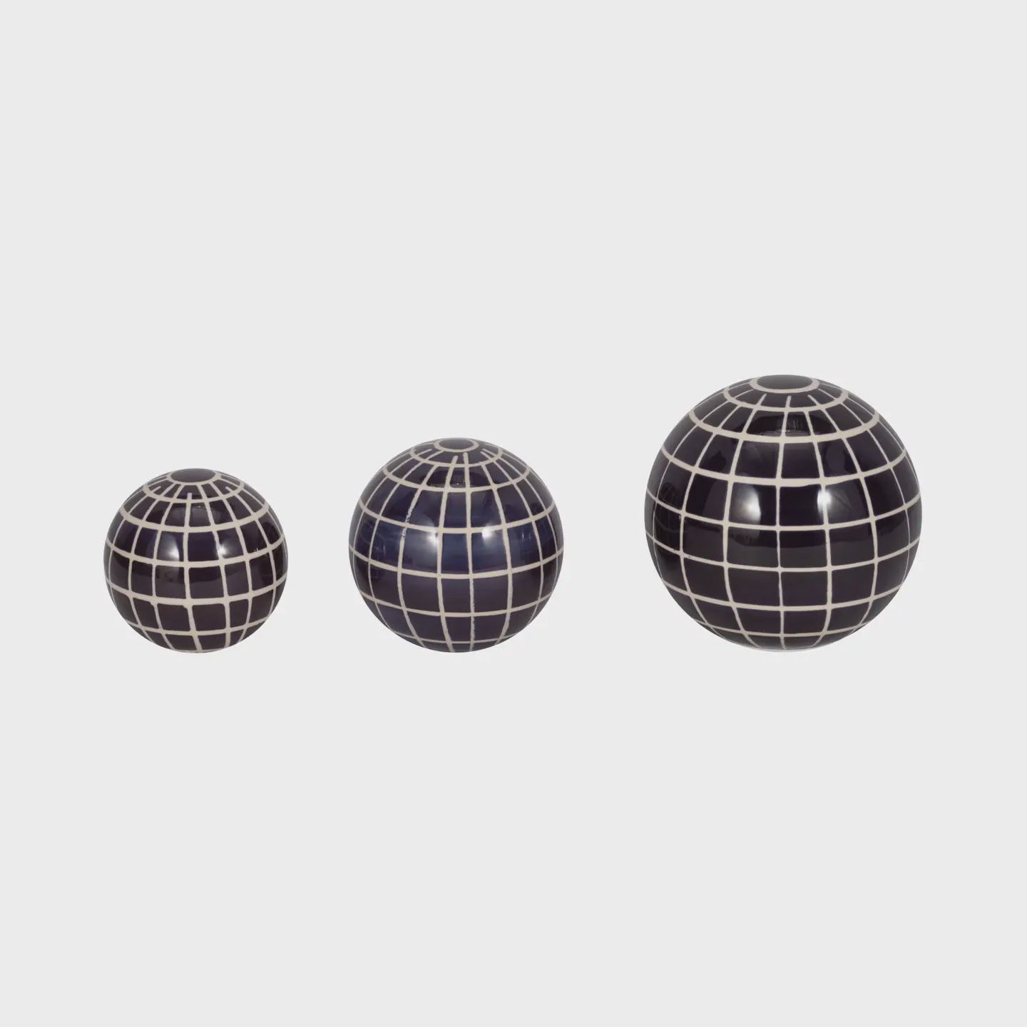 Ceramic Checkered Orb Sculpture - 3 Sizes
