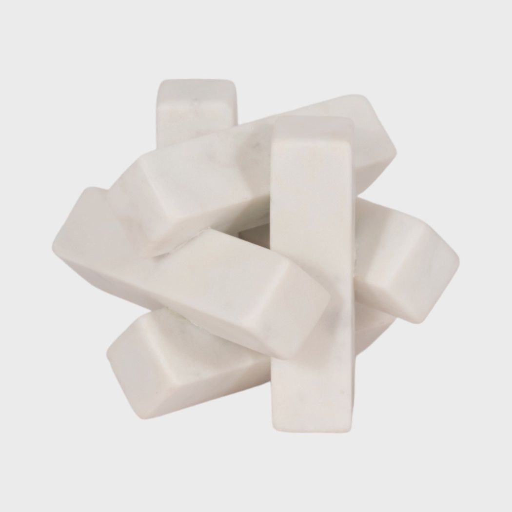 White Marble Faceted Interlocking Orb