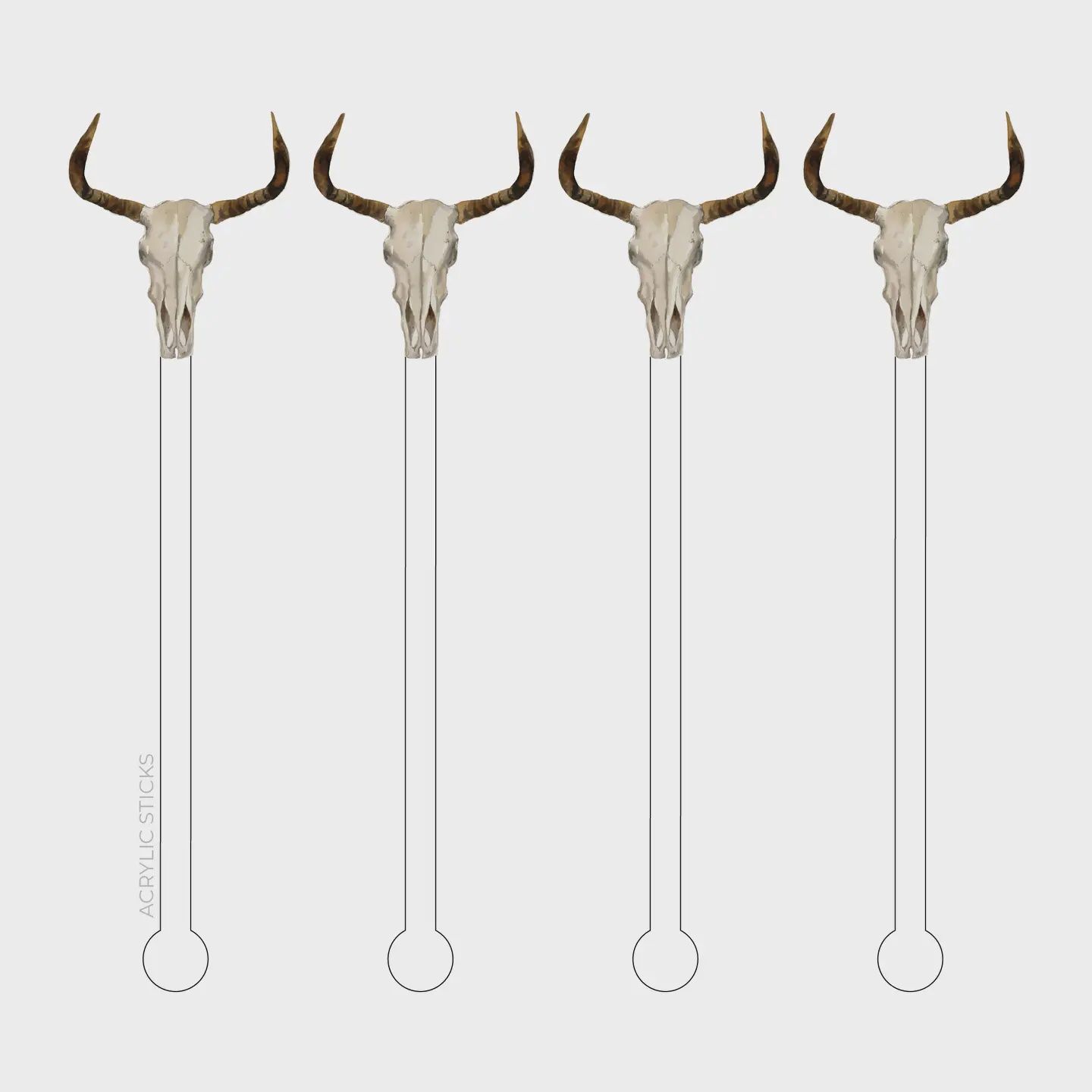 Cow Skull Acrylic Stir Sticks