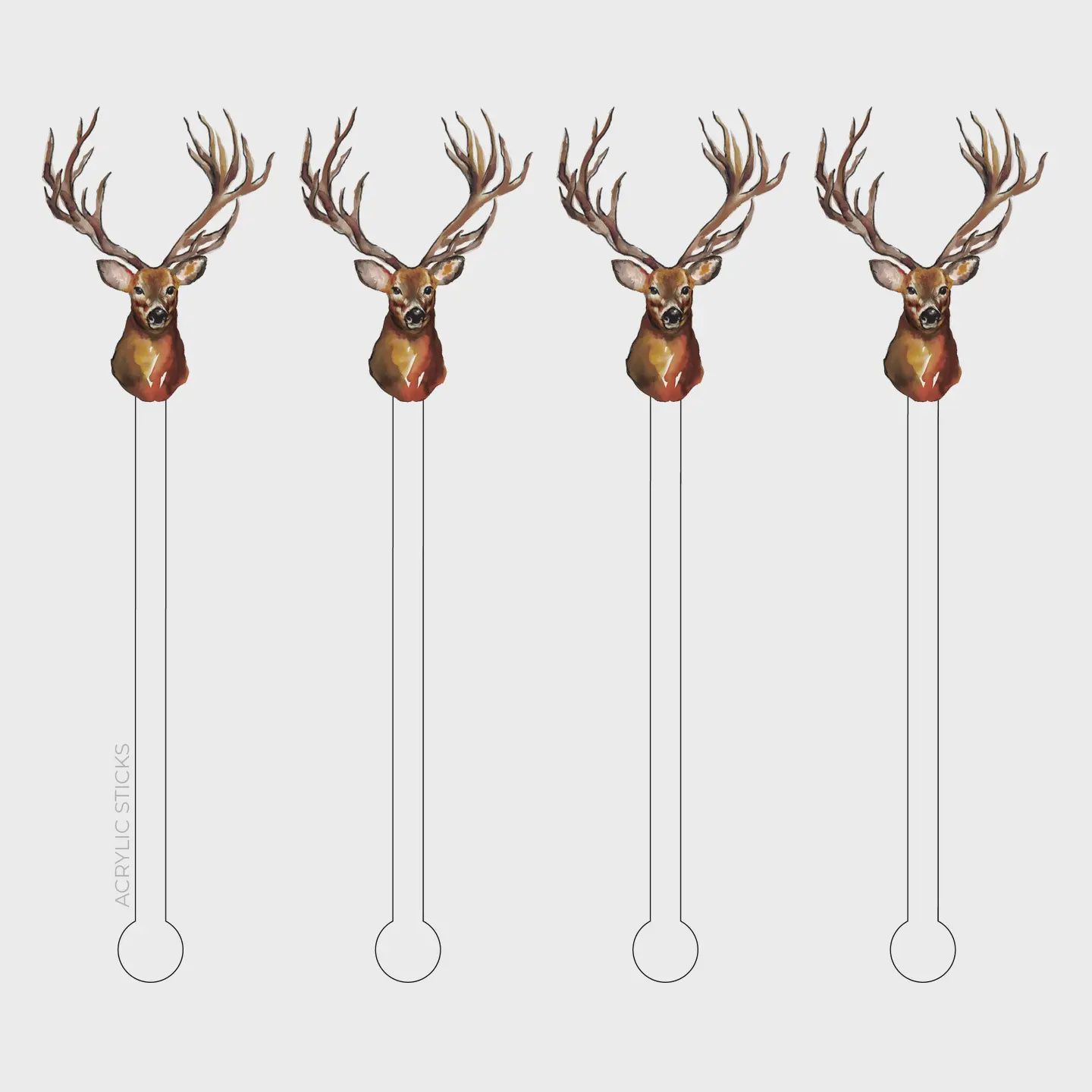 Deer Mount Acrylic Stir Sticks