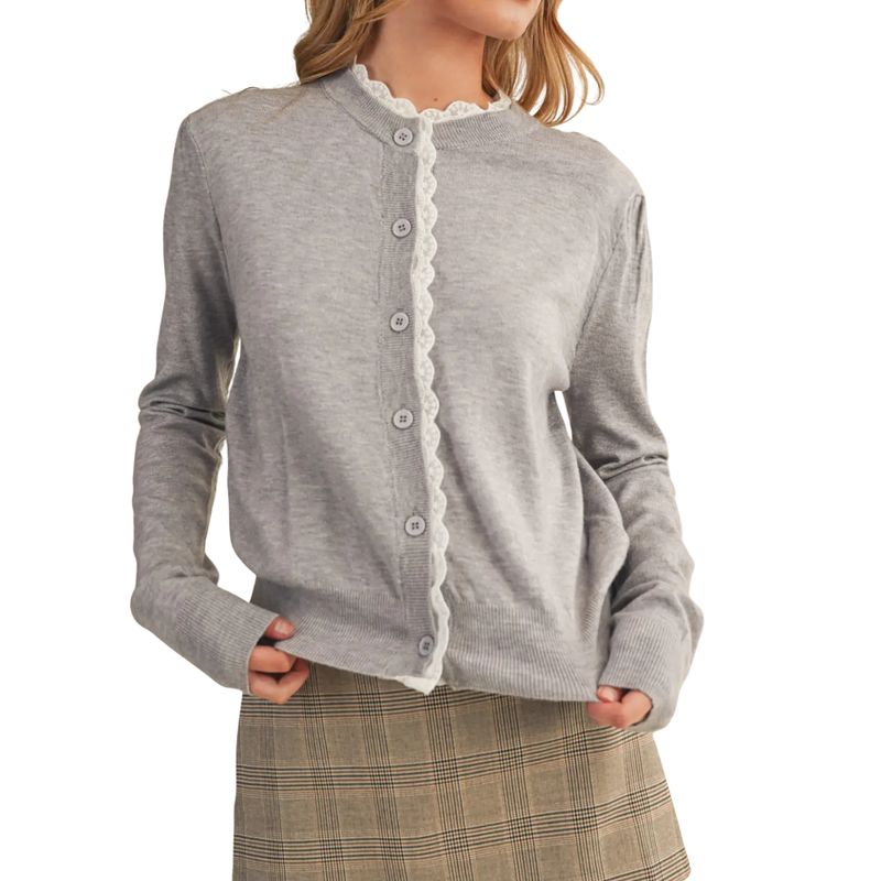 Lace Trim Lightweight Sweater Cardigan