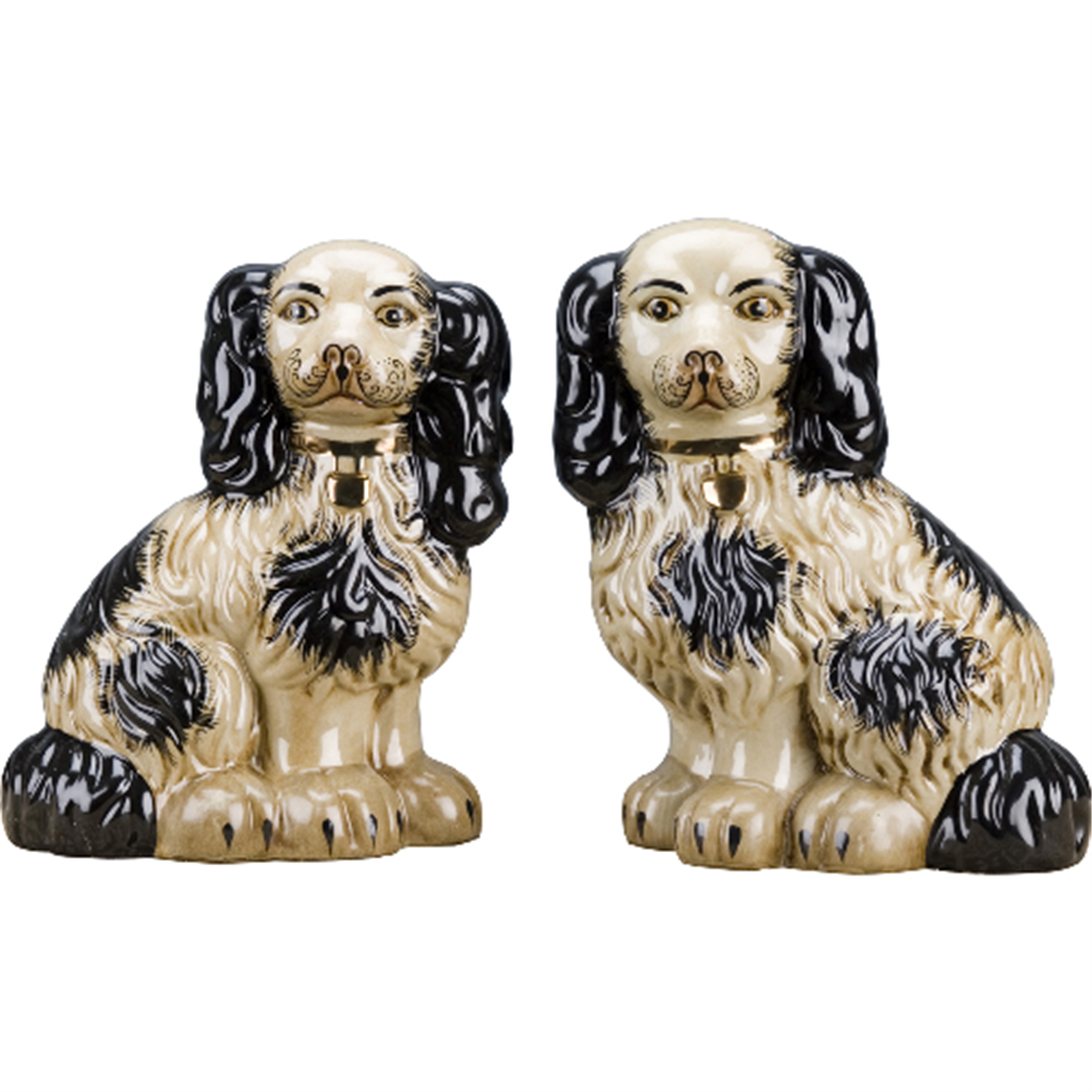 Black &amp; Cream Staffordshire Dog Figurine - 2 Options