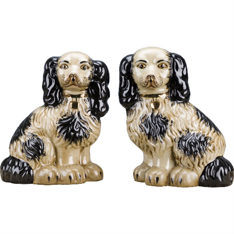 Black &amp; Cream Staffordshire Dog Figurine - 2 Options