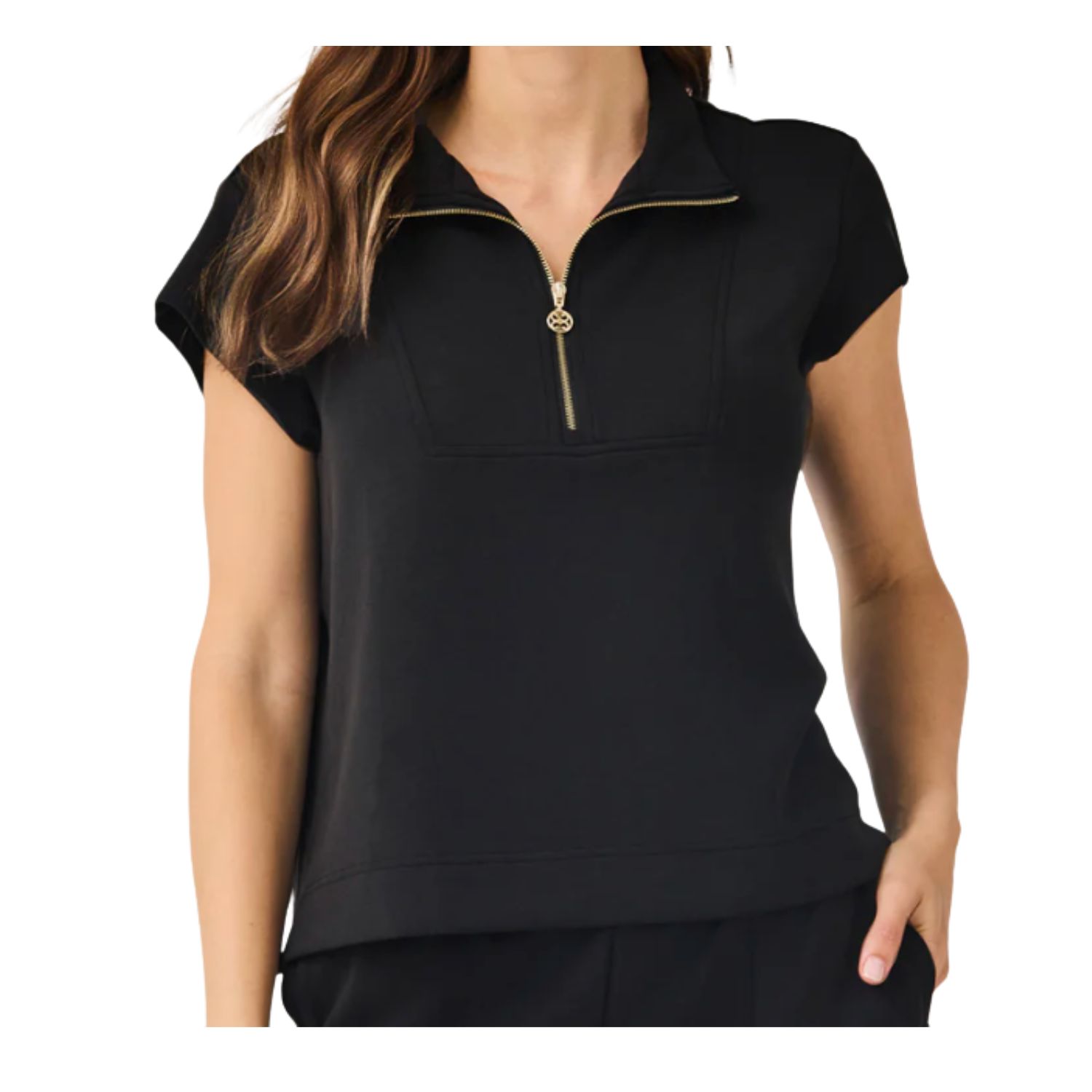 Black Zip Collar Lounge Top