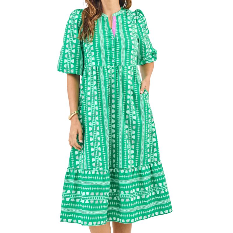 Green Printed Midi Dress