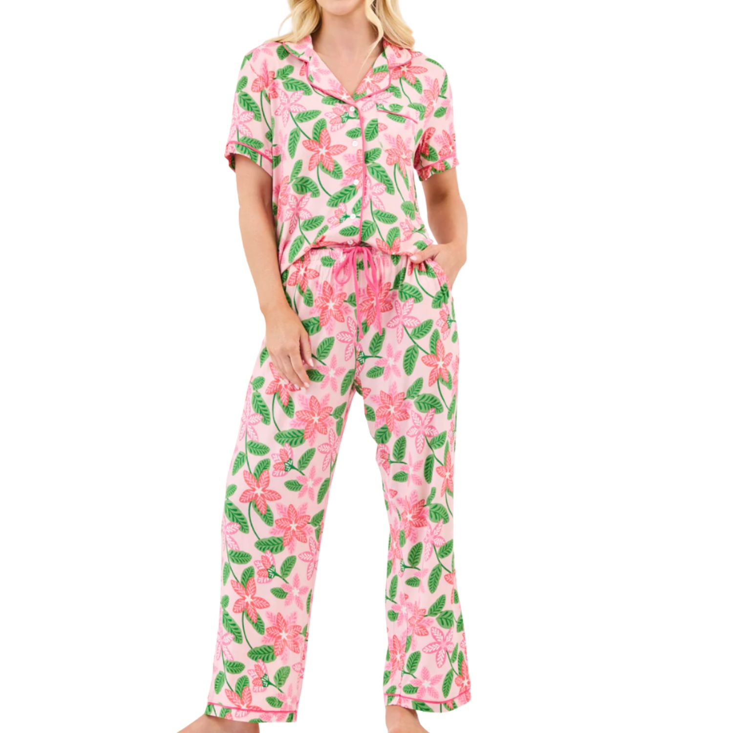 Pink &amp; Green Floral Pajama Set