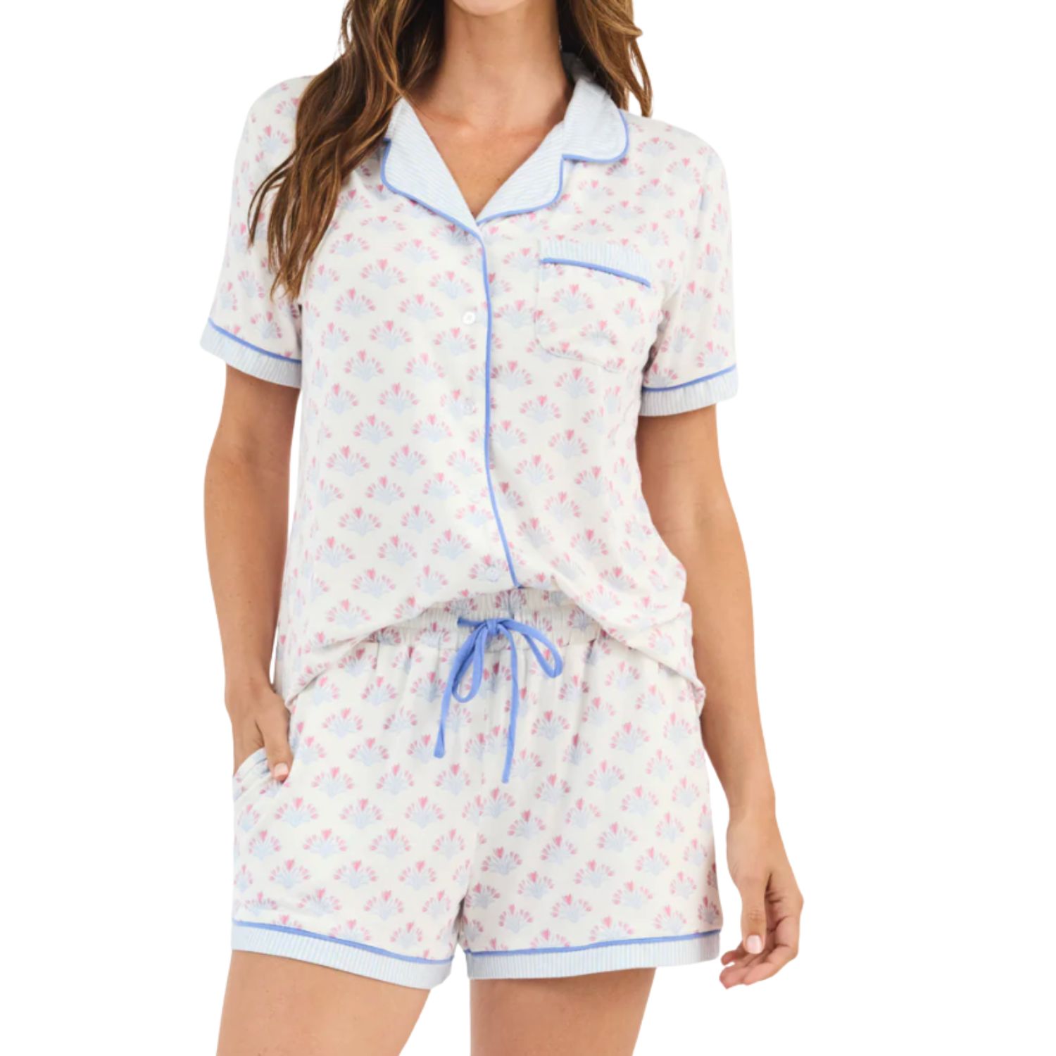 Blue &amp; Pink Print Pajama Set