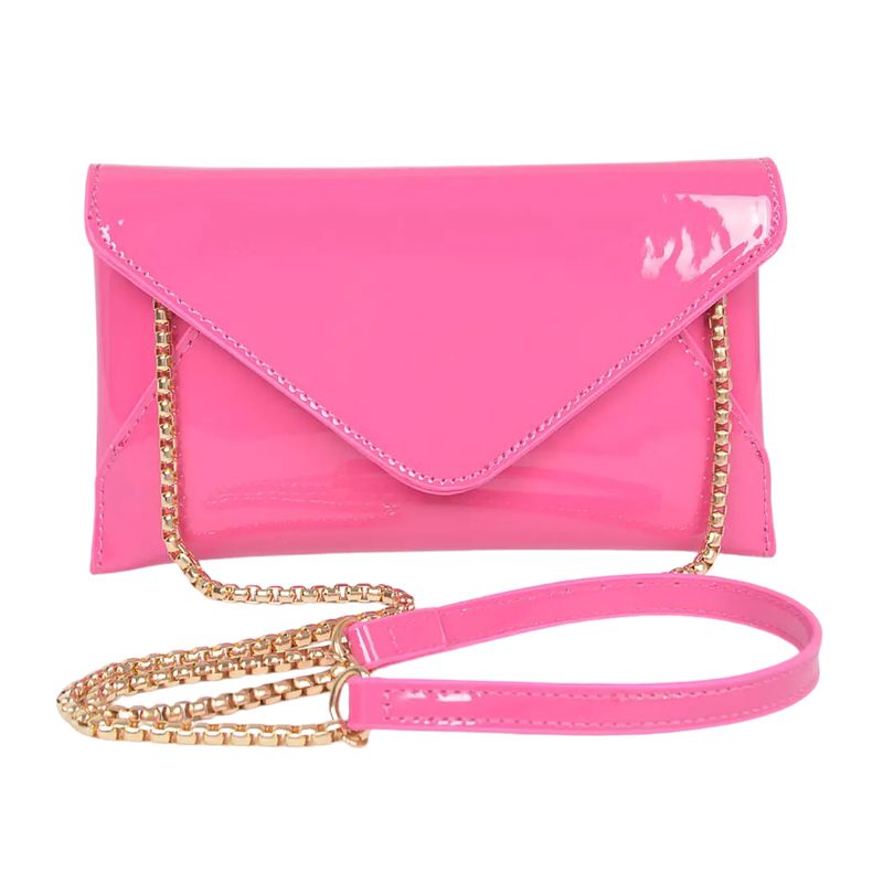 Hot Pink Enamel Envelope Clutch