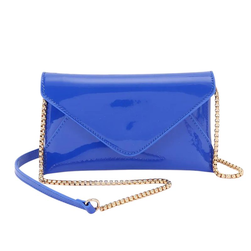 Blue Enamel Envelope Clutch