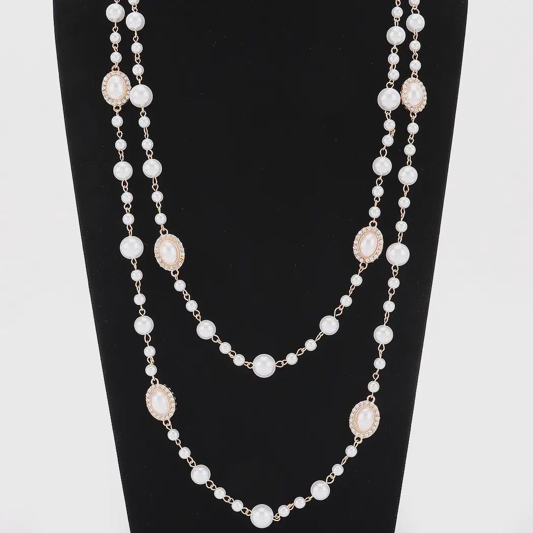 Multi Faux Pearl Layered Necklace
