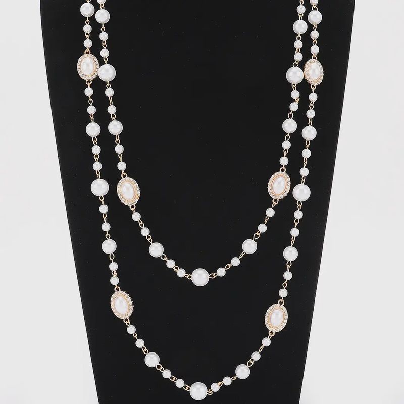 Multi Faux Pearl Layered Necklace