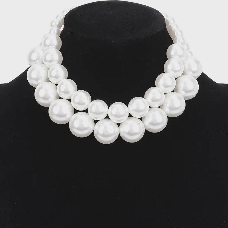 Faux Pearl Multi Strand Statement Necklace