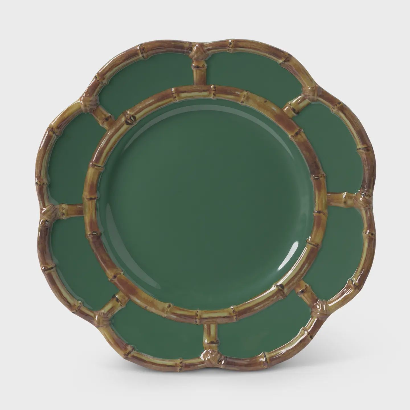 8.75" Melamine Bamboo Rim Salad Plate - Green Cabana
