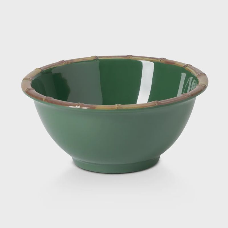 6" Melamine Bamboo Rim Bowl - Green Cabana