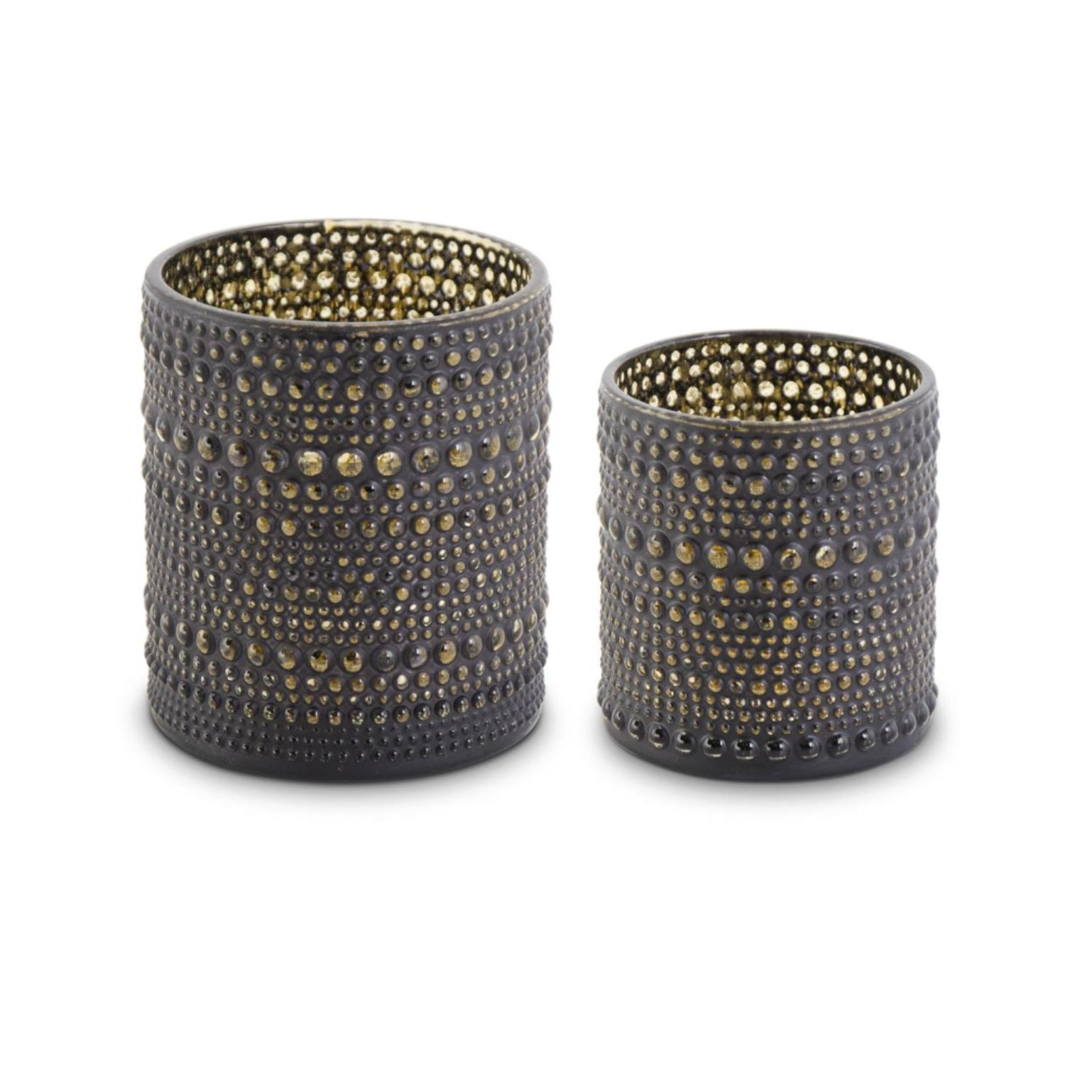 Textured Black &amp; Gold Glass Candle Holder - 2 Sizes