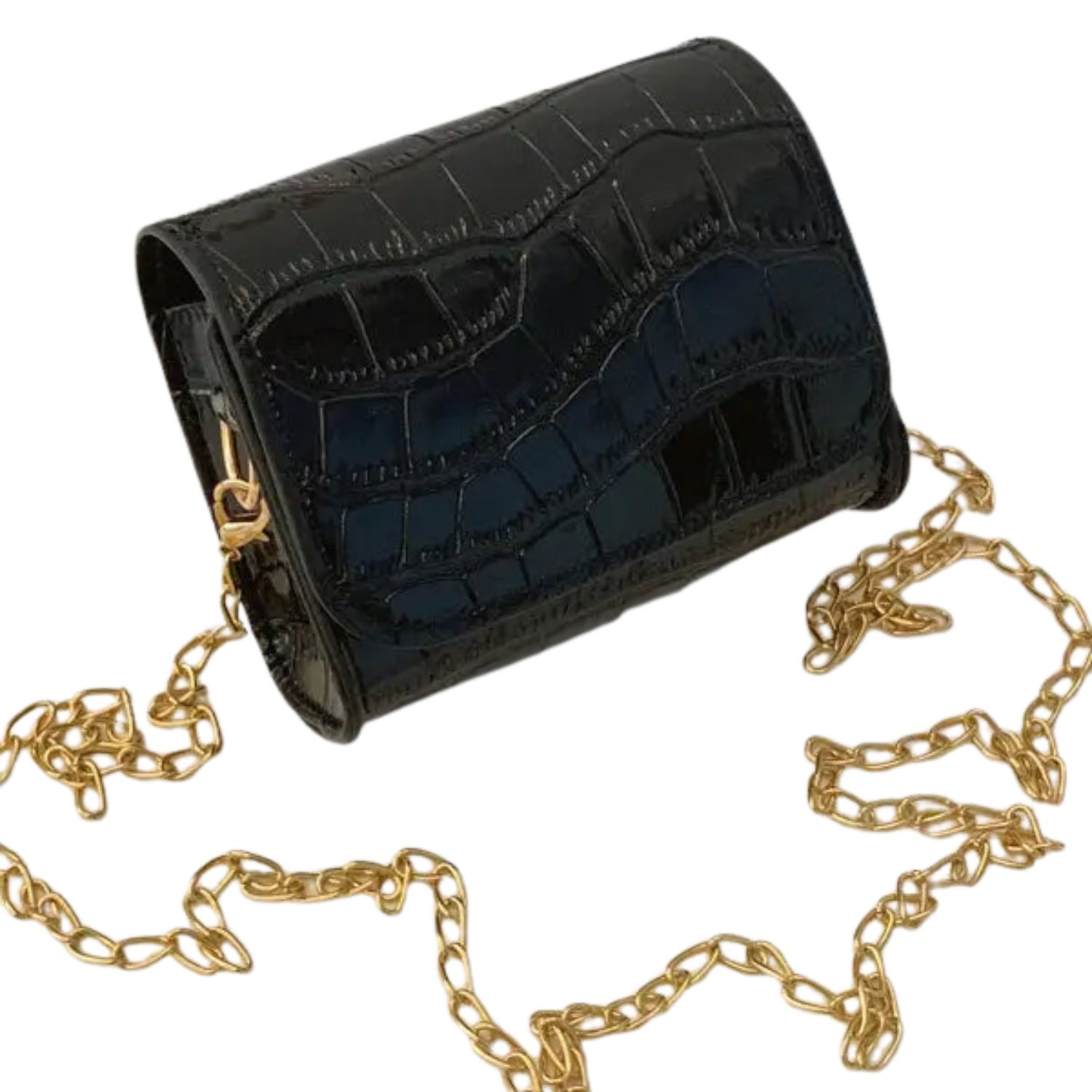Croc Embossed Mini Crossbody Bag with Chain Strap