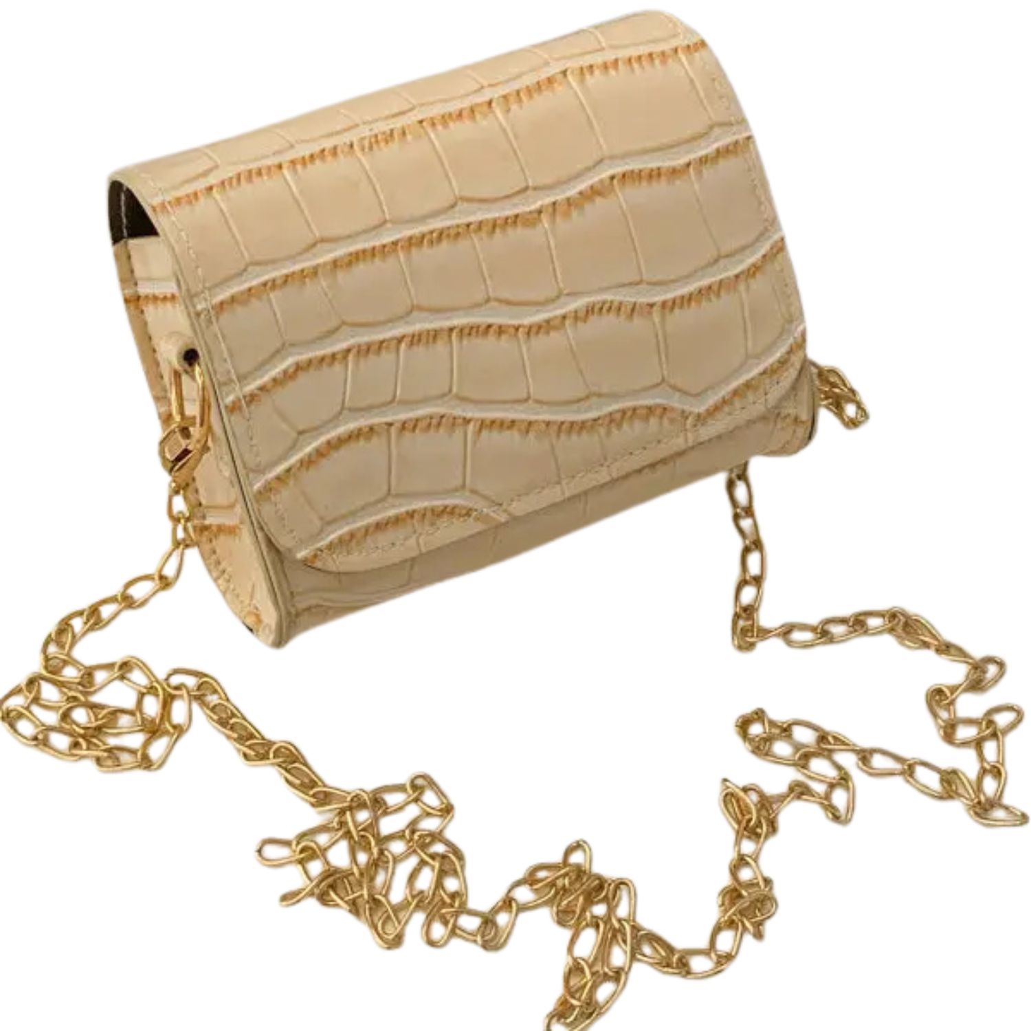 Ivory Croc Embossed Mini Crossbody Bag