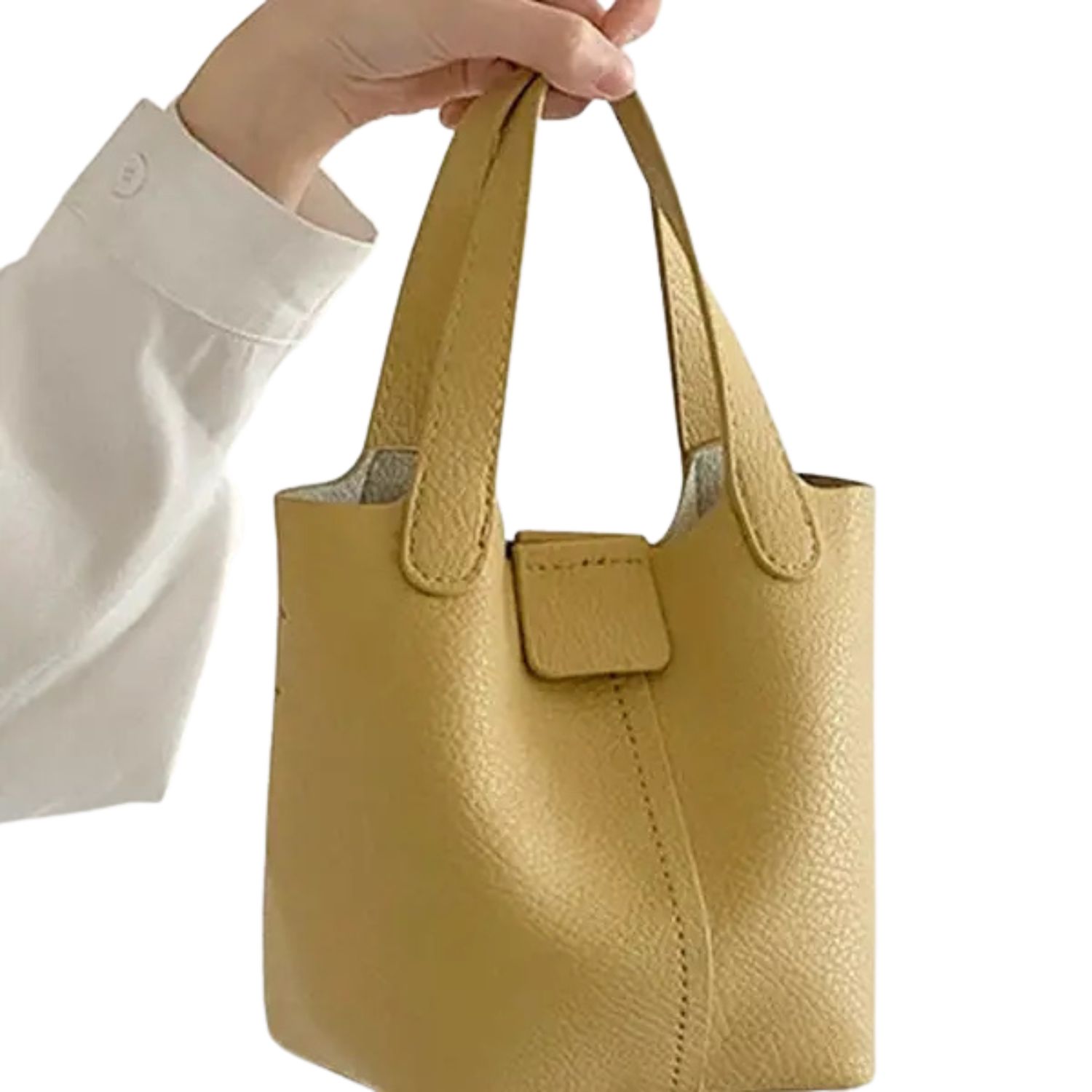 Classic Pebbled Leather Tote Bag – Mustard