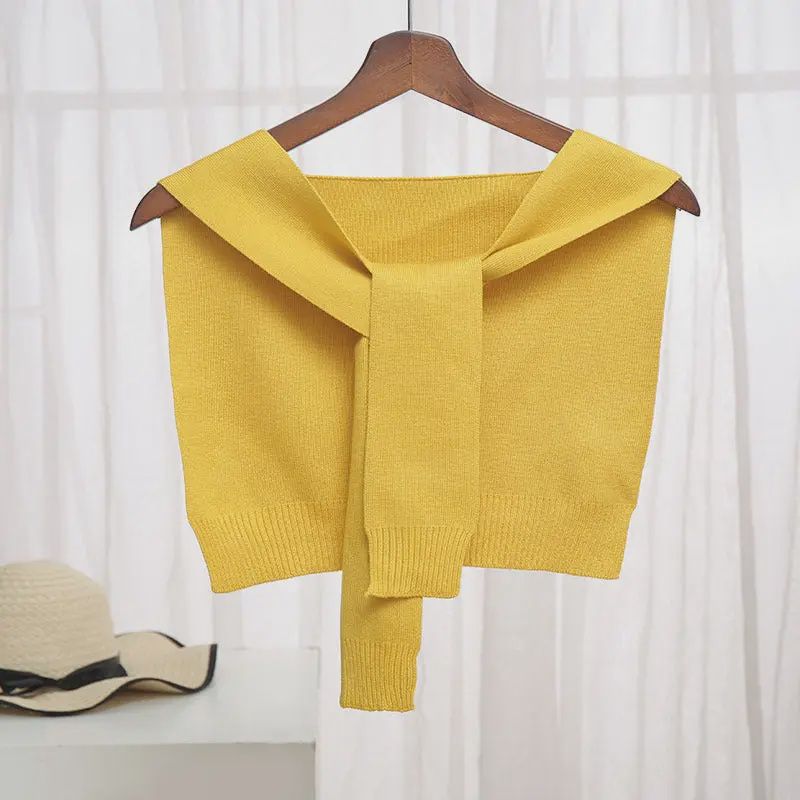 Knitted Crossed Solid Shawl – Mustard