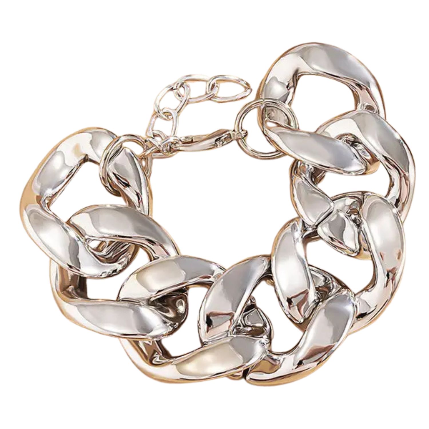 Oversized Silver Chain Link Bracelet