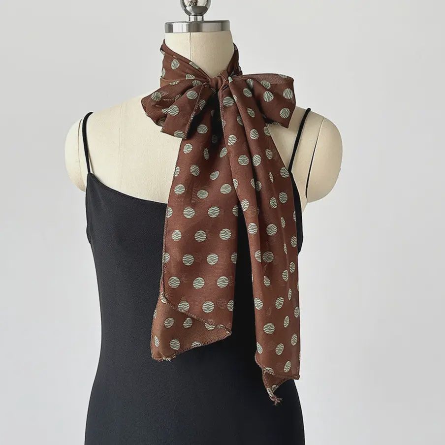 Elegant Polka Dot Ribbon Scarf