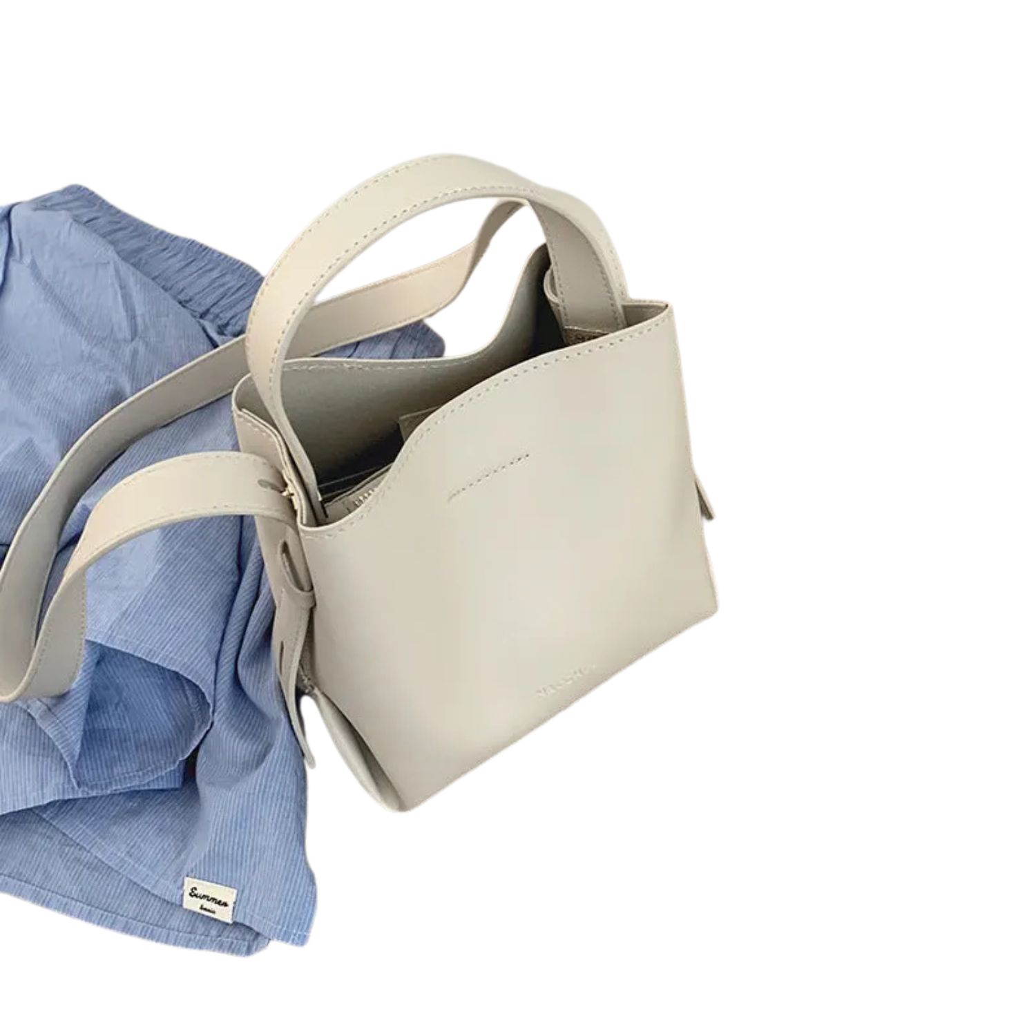 Minimalist Structured Bucket Bag – Cream