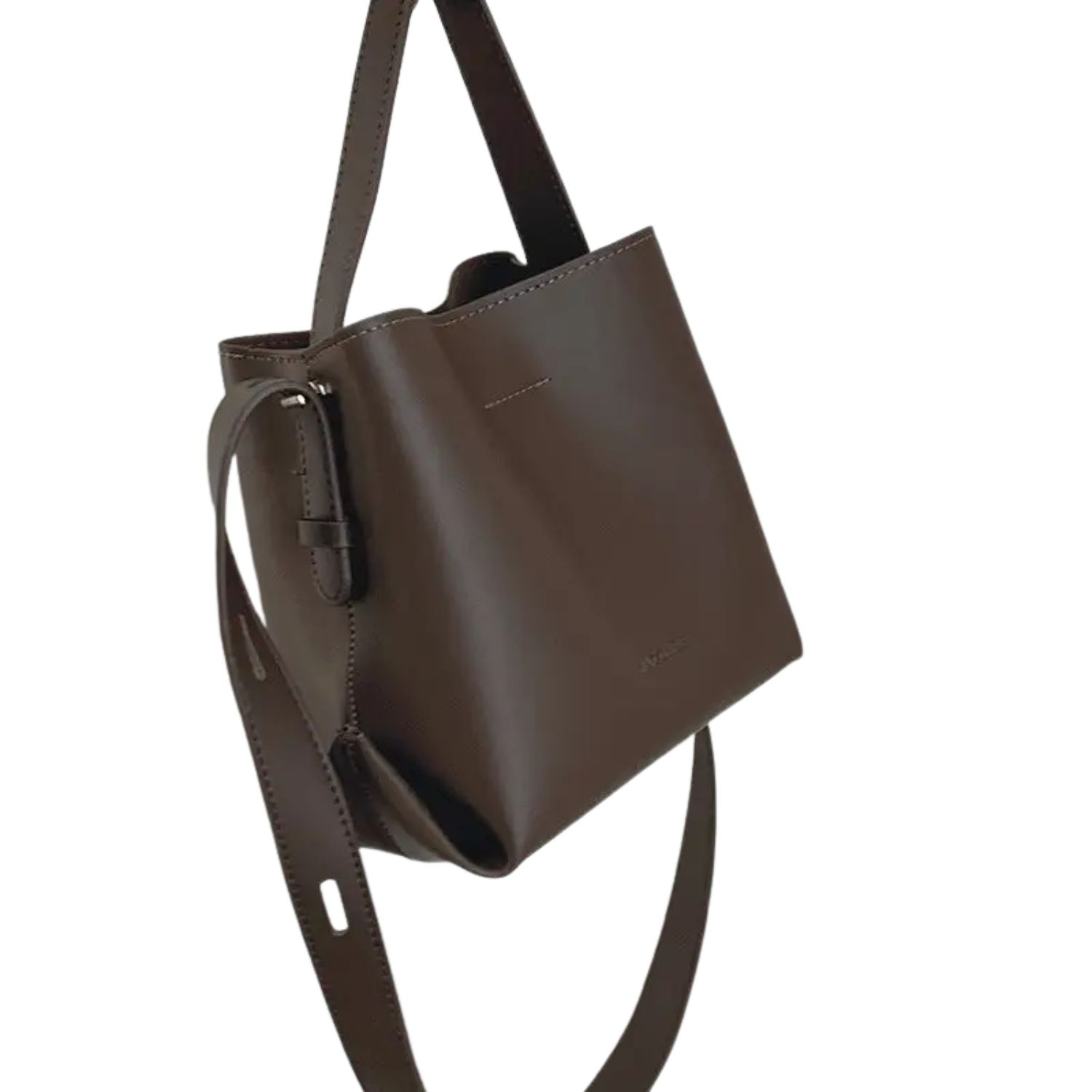 Minimalist Structured Bucket Bag – Chocolate Brown