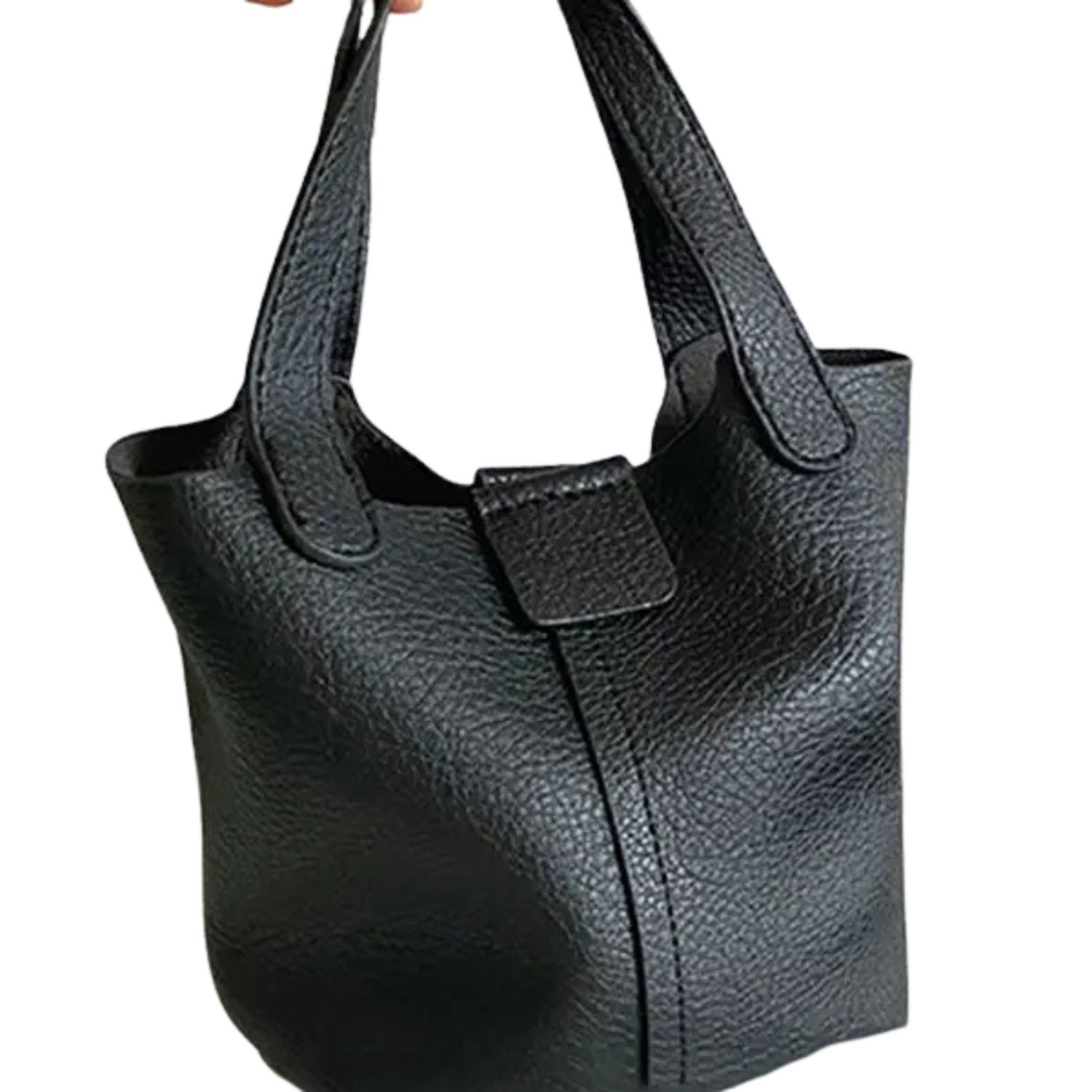 Classic Pebbled Leather Tote Bag – Black