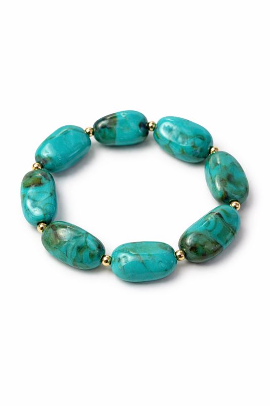 Turquoise Stone Beaded Stretch Bracelet