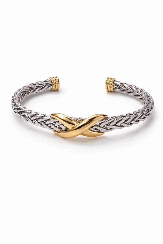 Two-Tone Braided Knot Cuff Bracelet
