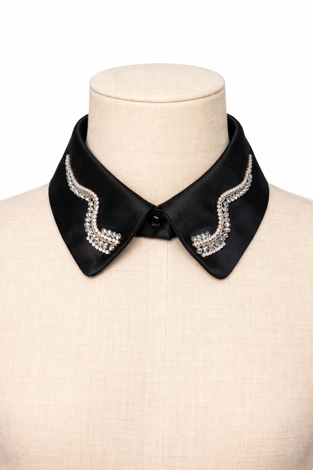 Black Satin Jeweled Statement Collar
