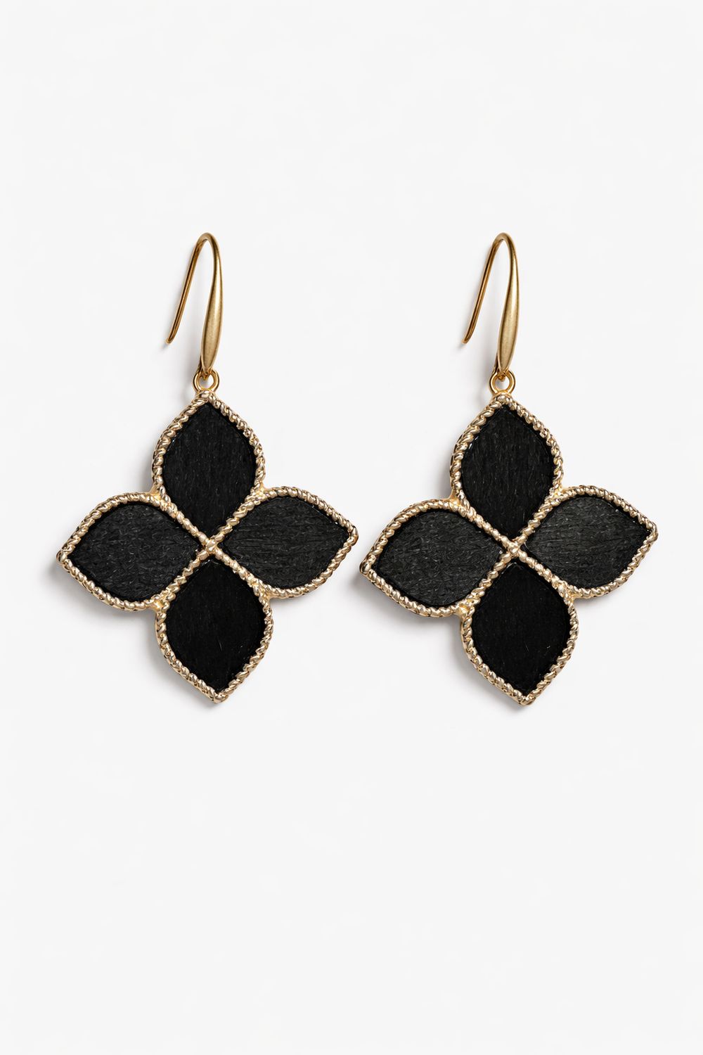 Black Floral Statement Drop Earrings