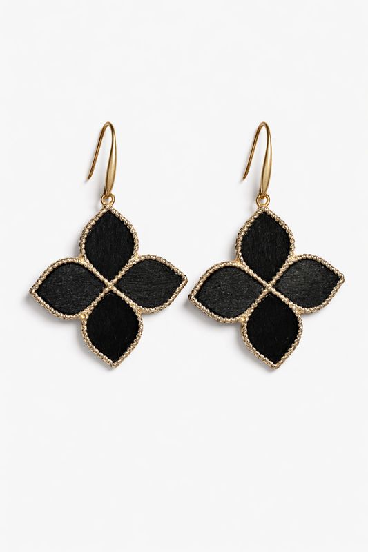 Black Floral Statement Drop Earrings