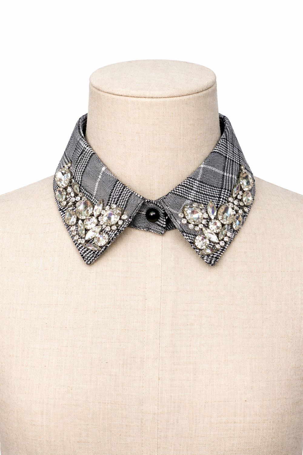 Jeweled Plaid Statement Collar