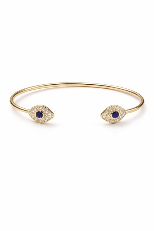 Gold Evil Eye Pavé Cuff Bracelet