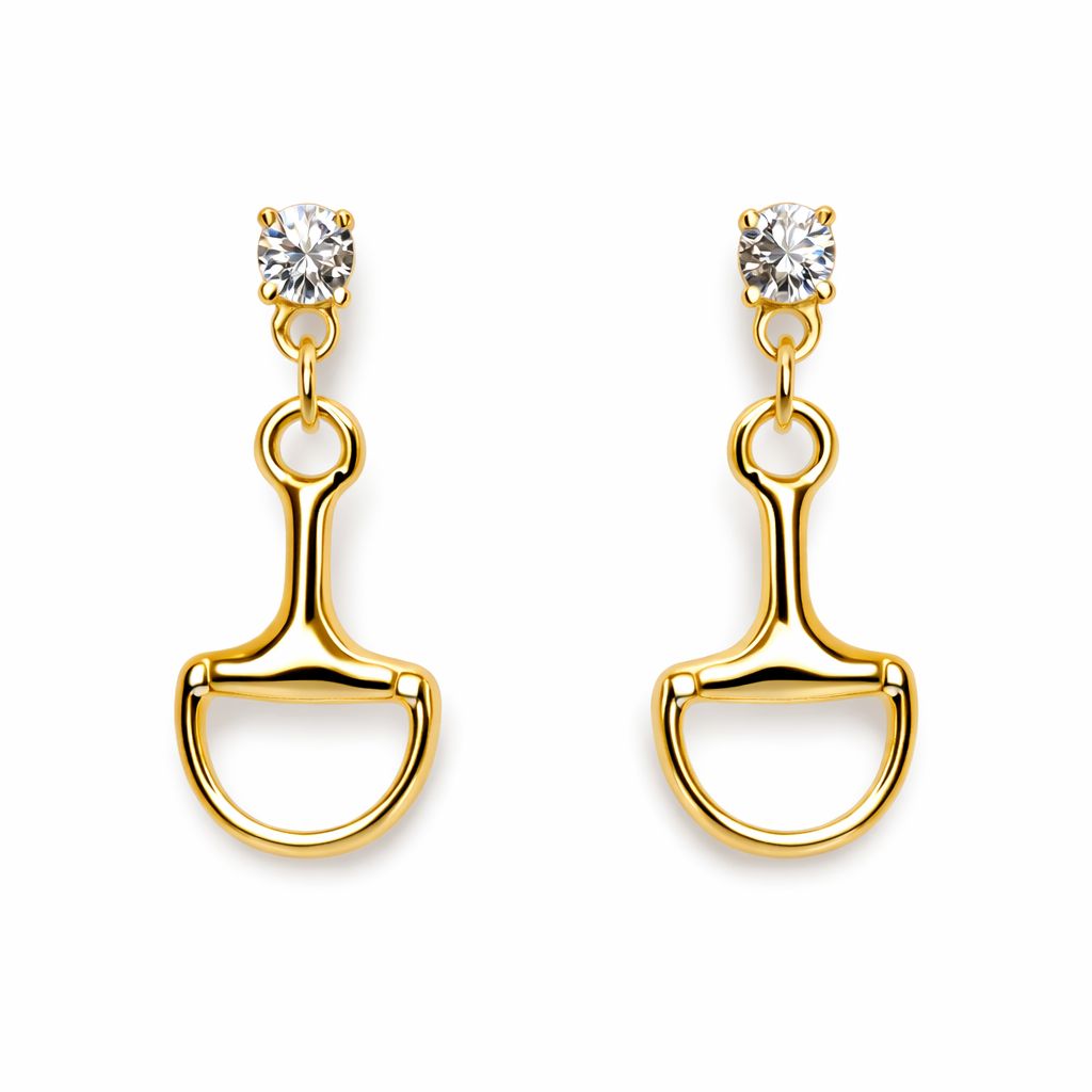 Gold Bit Drop Earrings