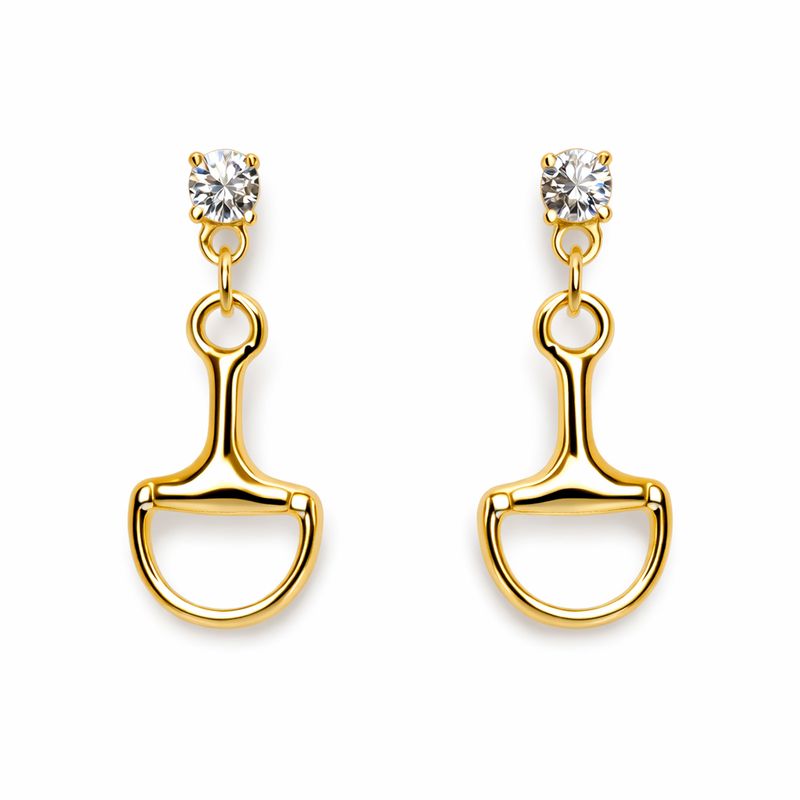 Gold Bit Drop Earrings