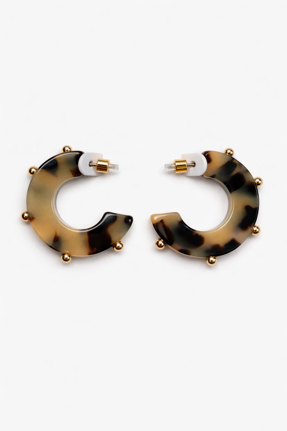 Tortoiseshell Studded Hoop Earrings