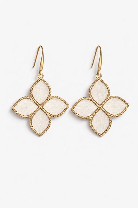 Ivory Floral Statement Drop Earrings