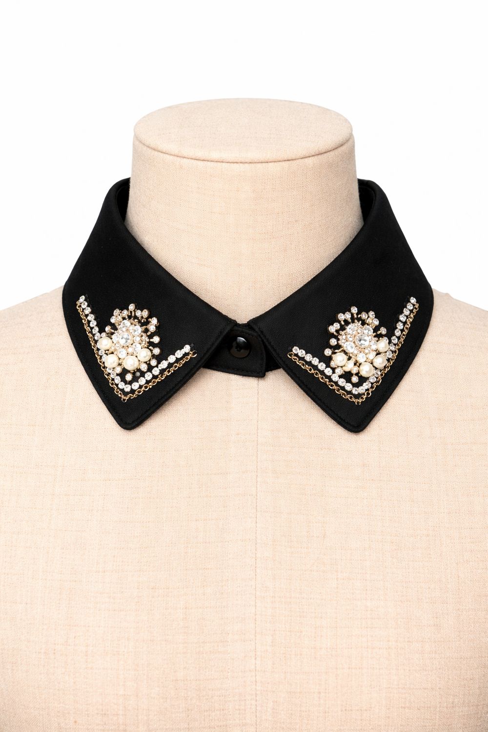 Black Pearl &amp; Rhinestone Statement Collar