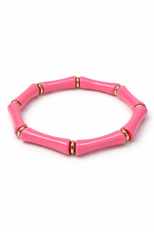 Hot Pink Beaded Stretch Bracelet