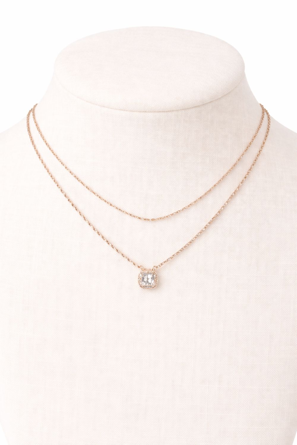 Double Layered Crystal Pendant Necklace