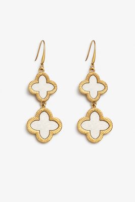 Gold Quatrefoil Drop Earrings – Ivory