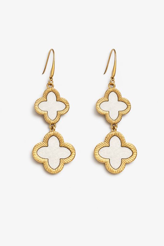 Gold Quatrefoil Drop Earrings – Ivory