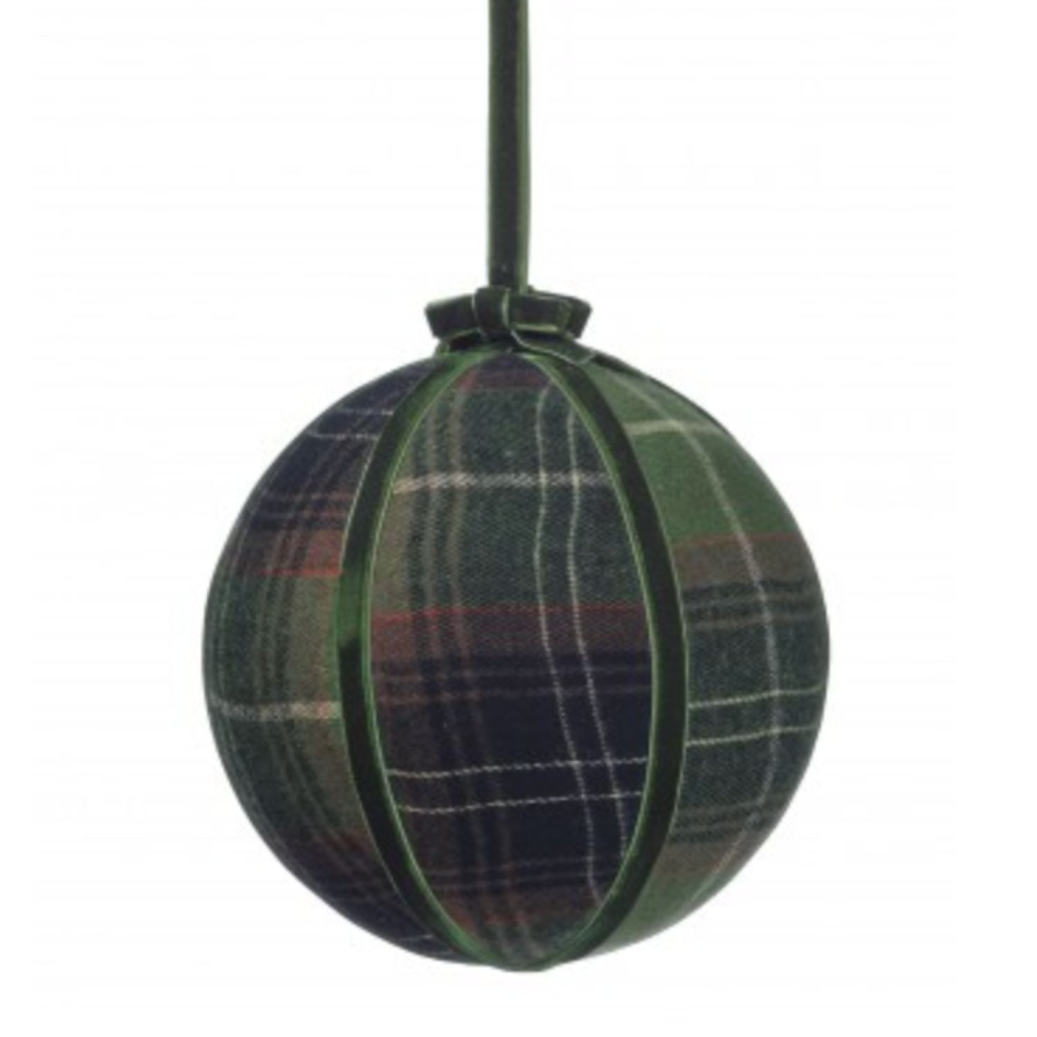 6" Green Plaid Velvet Ball Ornament