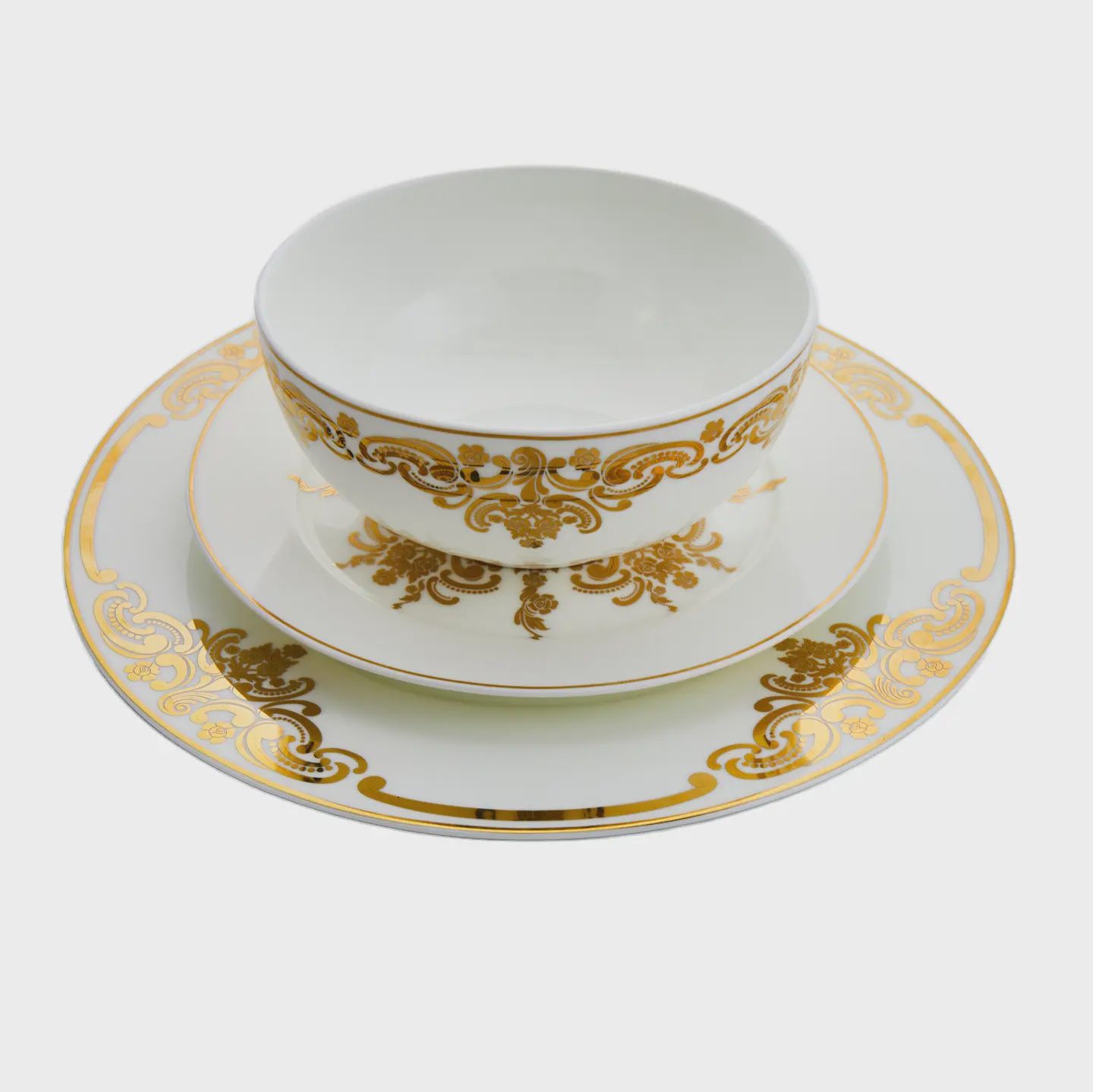 Baroque Gold Rim Dinnerware Set