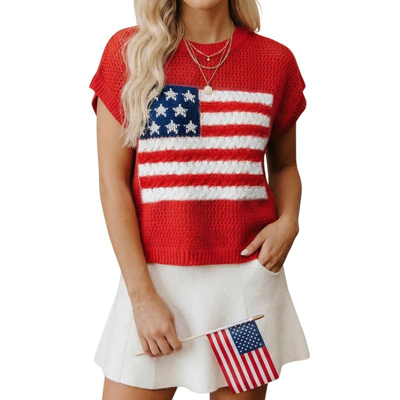 American Flag Knit Sweater Vest