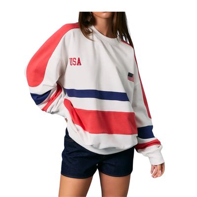 Long Sleeve Crew Neck Color Block Oversized Sweatshirt